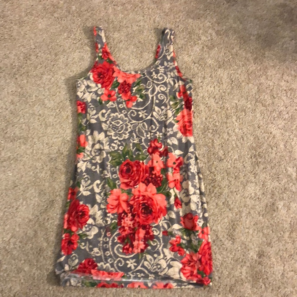 Grey floral mini dress